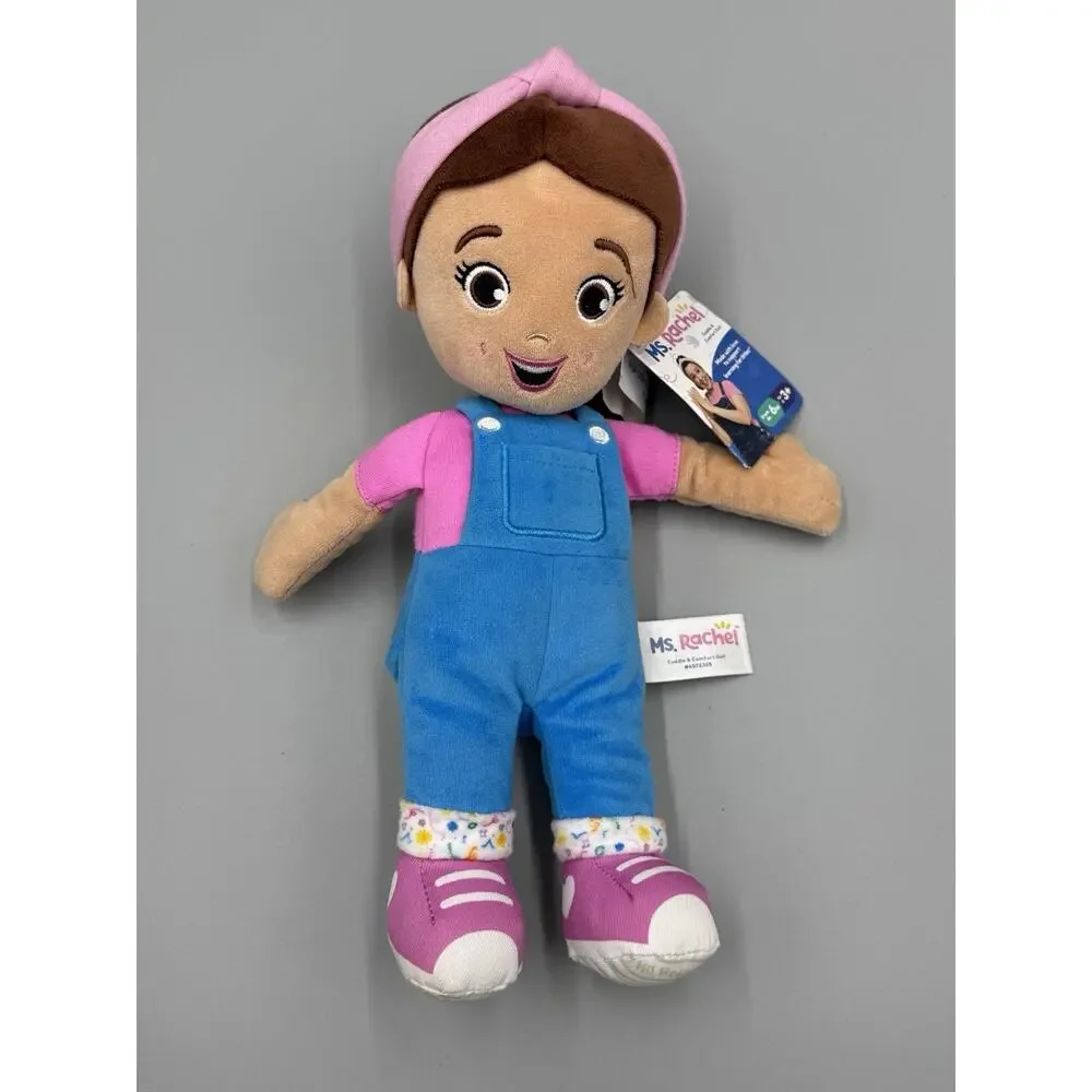Ms. Rachel Doll Plush 10” Stuffed Toy In Pink Shirt & Blue Overalls GUND